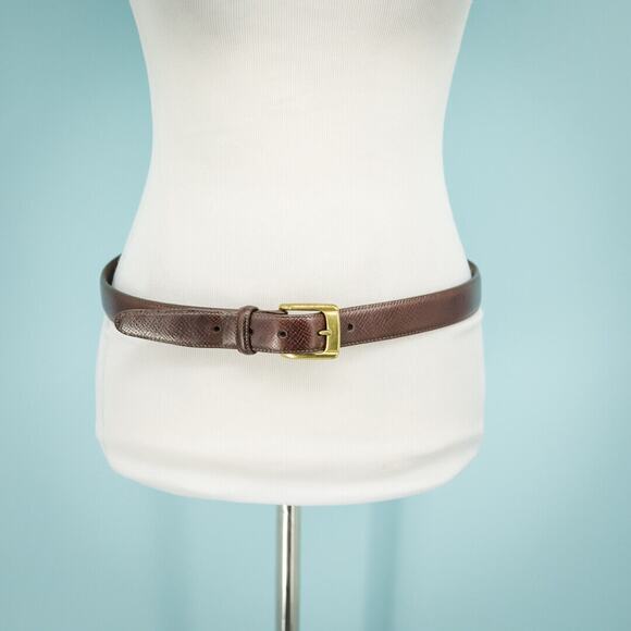 Brighton Men's Size 34 Brown Leather Solid Brass Buckle Adjustable Belt - Picture 1 of 7